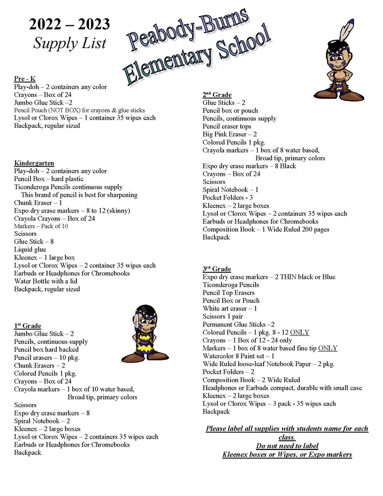 Elementary List page 1
